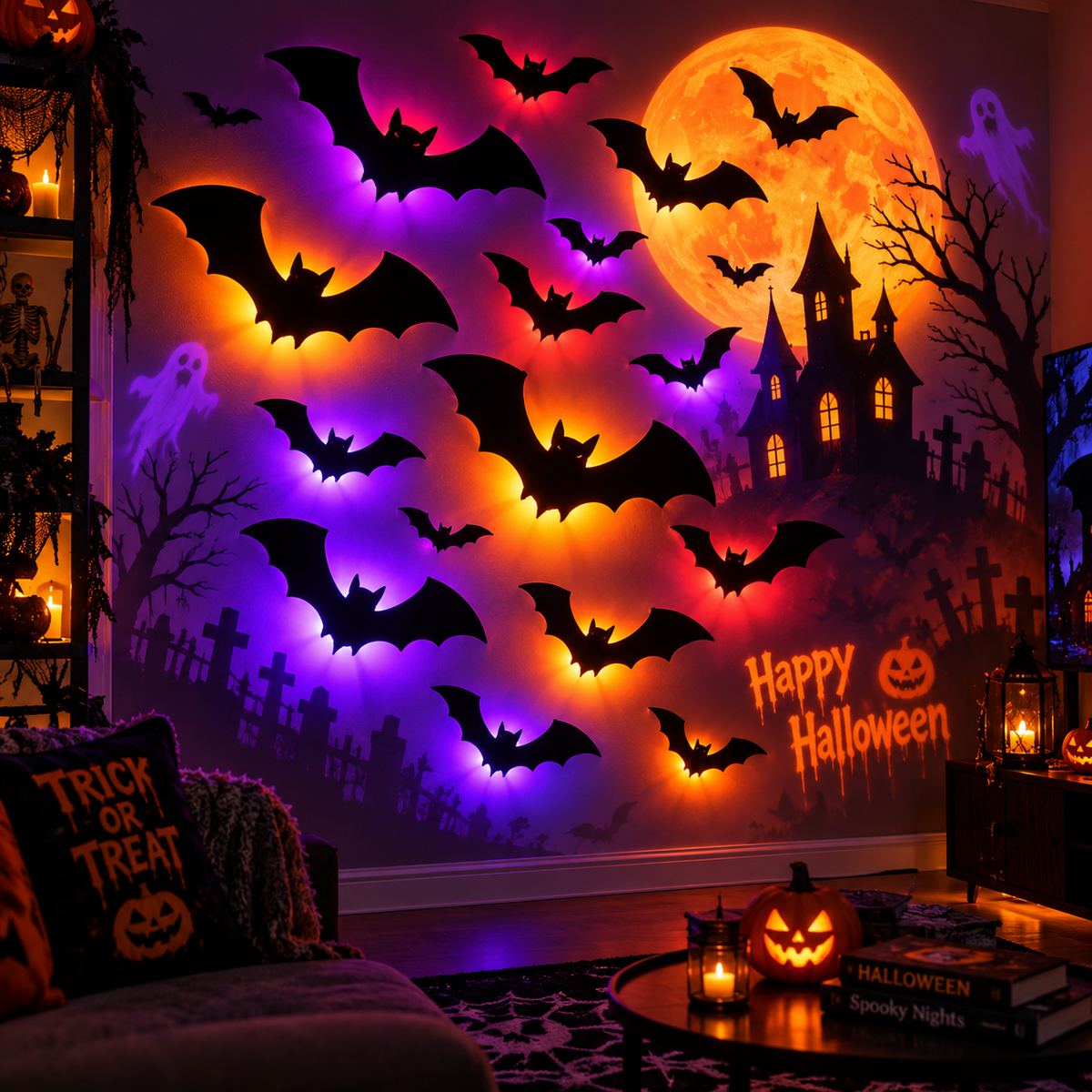 3D Backlit Halloween Bats