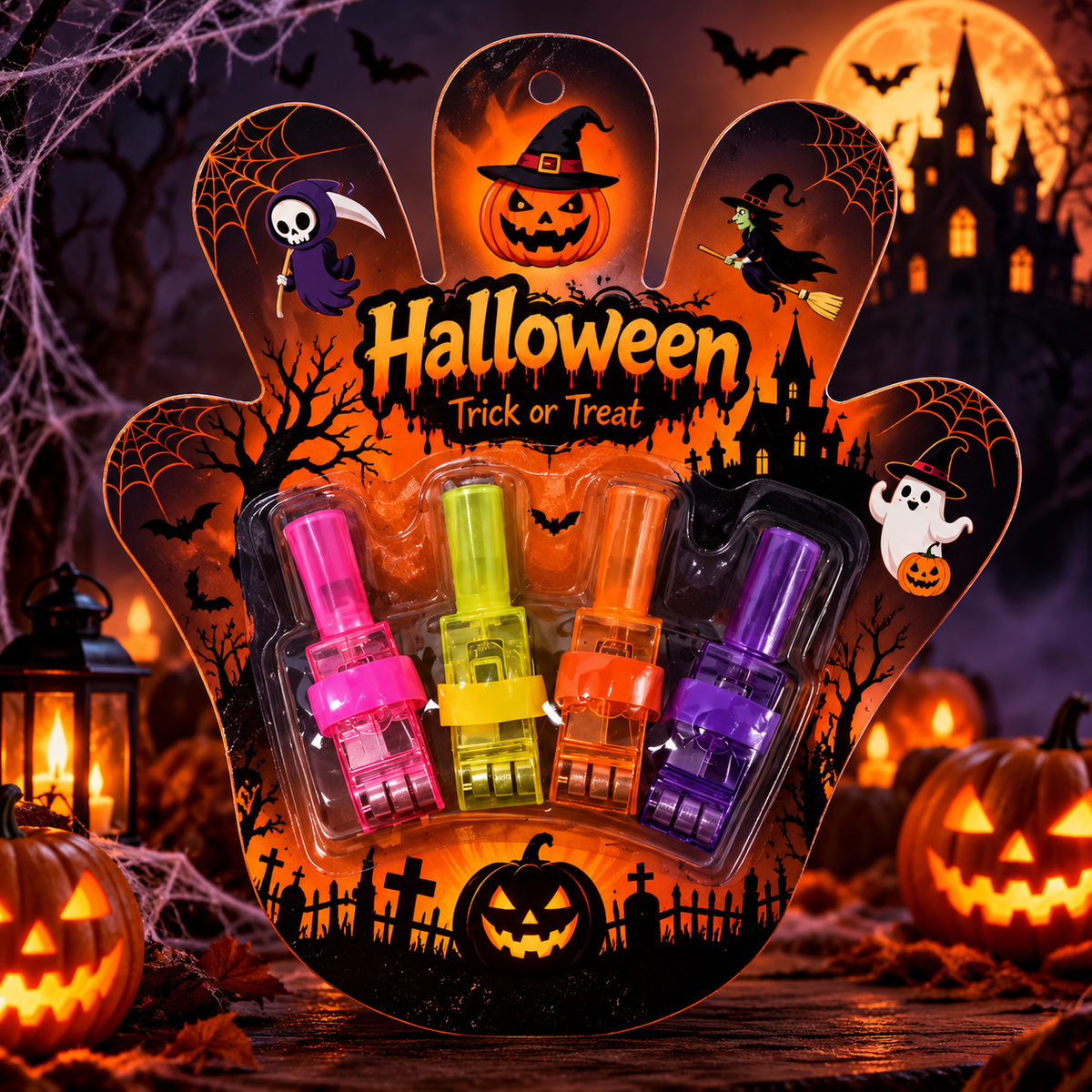 4-Pack Spooky Halloween LED Finger Projection Lights