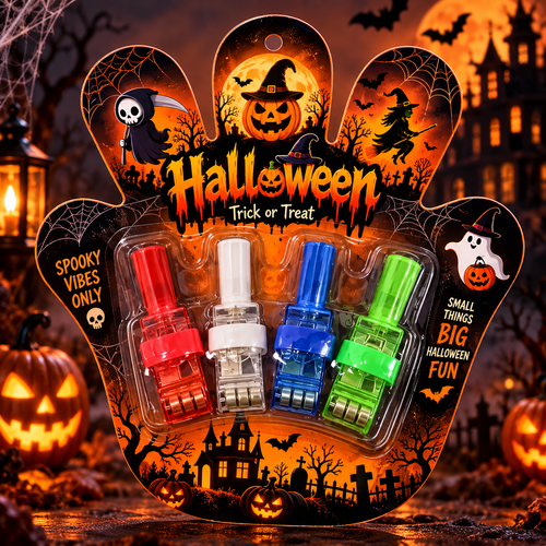 4-Pack Spooky Halloween LED Finger Projection Lights