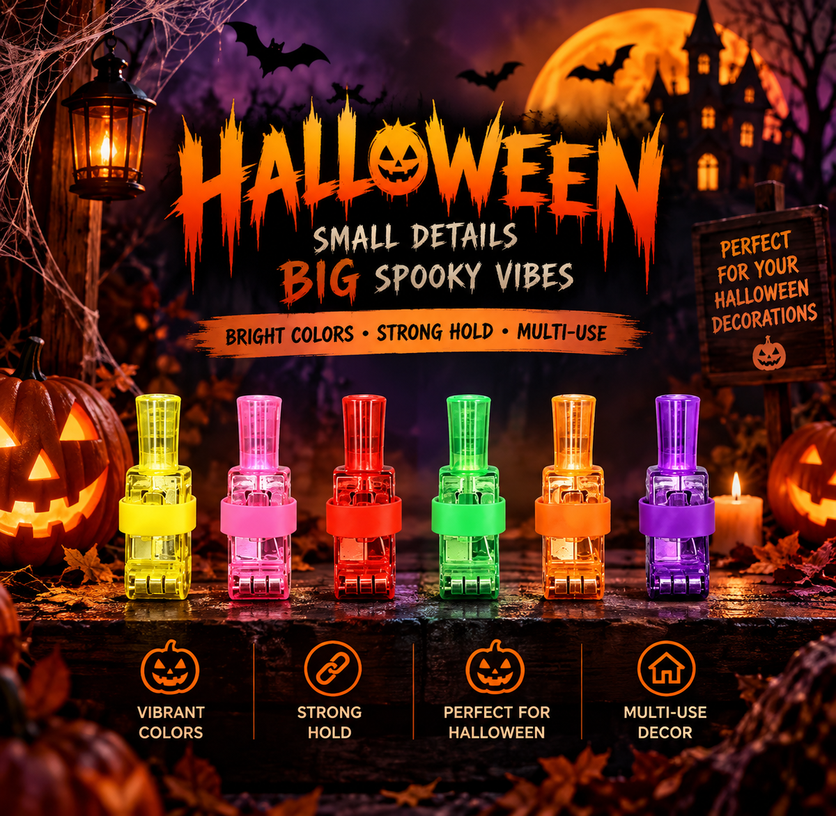 4-Pack Spooky Halloween LED Finger Projection Lights