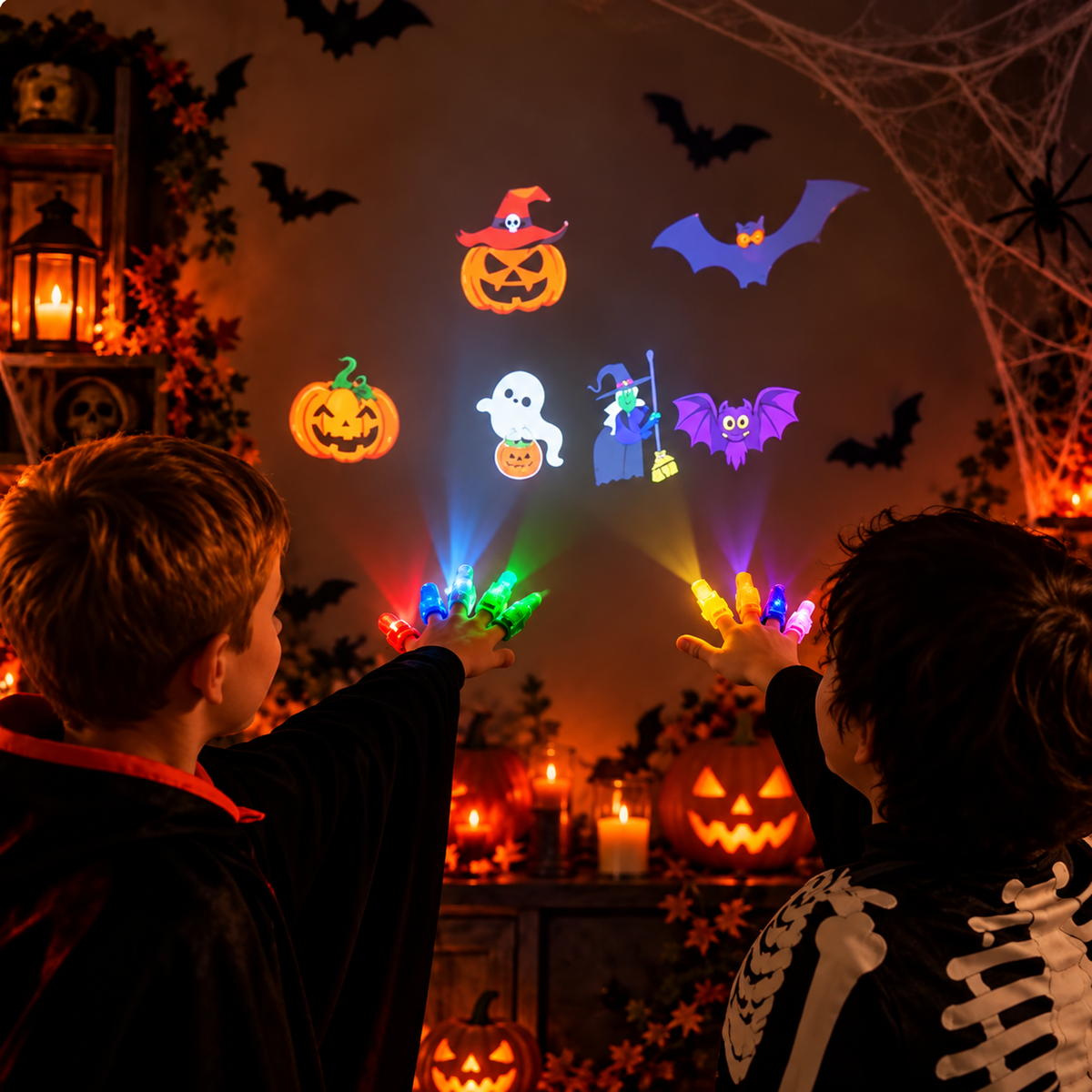 4-Pack Spooky Halloween LED Finger Projection Lights