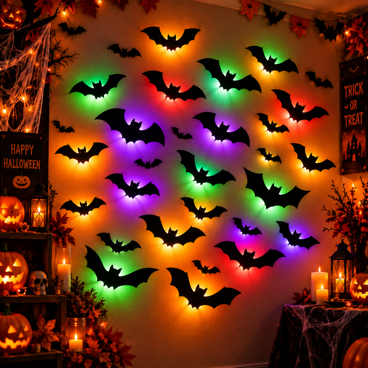 3D Backlit Halloween Bats