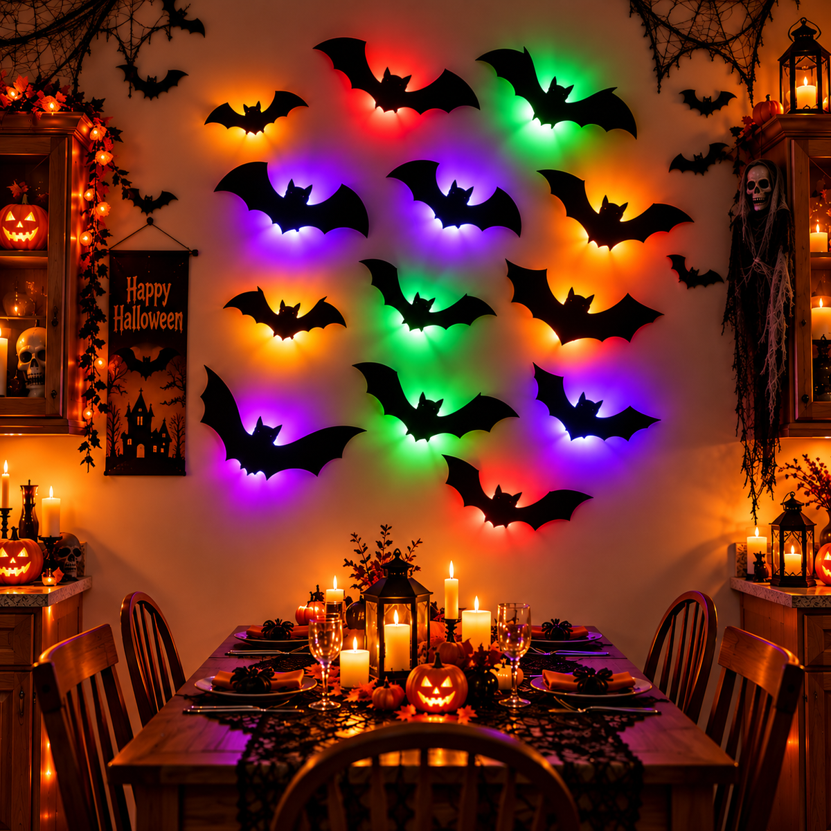 3D Backlit Halloween Bats