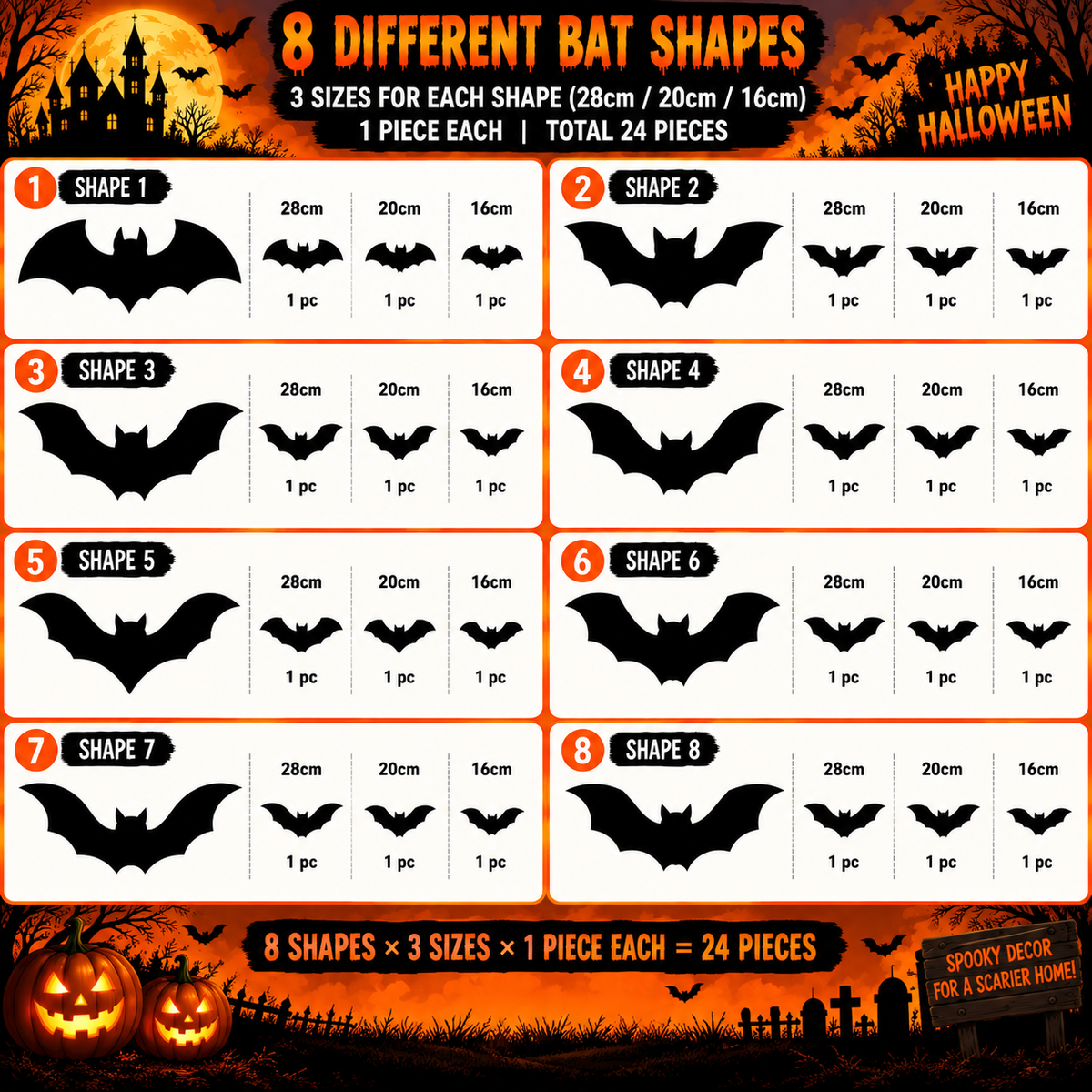 3D Backlit Halloween Bats